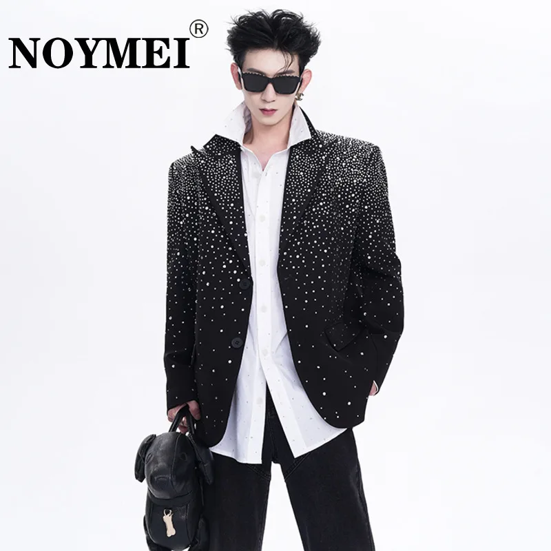 

NOYMEI Personality Niche Hot Diamond Design Spring 2024 New Men's Suit Stylish Loose Fitting Casual Males Tops WA4377
