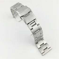 Premium Stainless Steel Diving Watch Band with Double Lock Buckle - Adjustable Metal Bracelet in Multiple Sizes - 26mm (Silver)