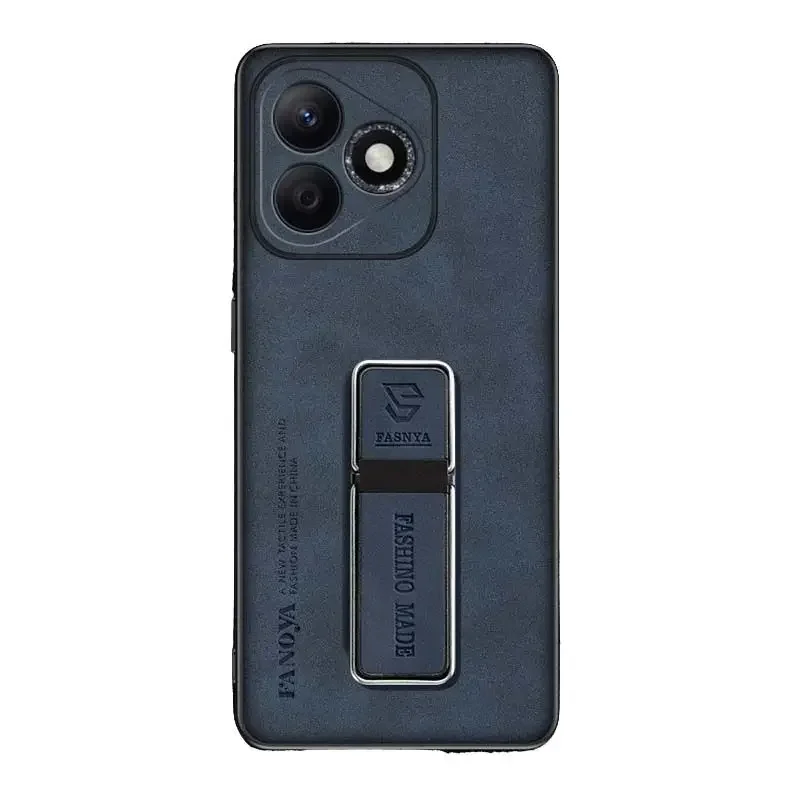Premium Sheepskin Leather Phone Case with Matte Finish and Stand Holder - Camera Protection Back Cover