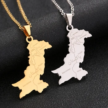 Pakistan Map With City Pendant Necklace Stainless Steel For Women Men Gold Silver Color Charm Fashion Pakistani Maps Jewelry 1