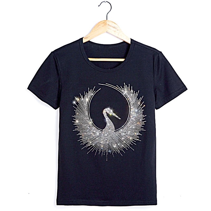 Silber Schwan Heißer Diamant Pailletten Eisen auf Applique Patches Hot Fix Strass Transfer Motive Transfer auf DIY Hemd Kleid. – Detail 7