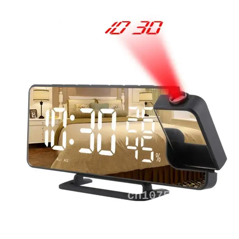 

TS-9210 Digital Mirror Projection Alarm With Temperature Humidity Display Electronic Projector Clock FM Radio