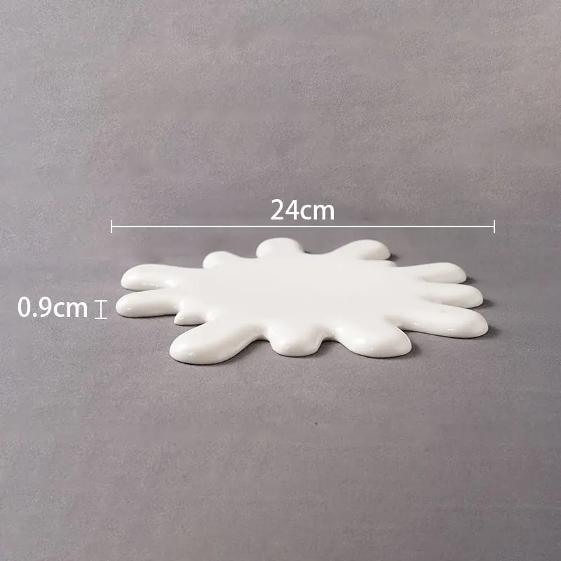 Contemporary Pure White Ceramic Irregular Dinner Plate Collection