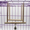 Birds Perch Parrot Play Toys Stand Holder natural Wooden Swing Bell Cage Hanging 6