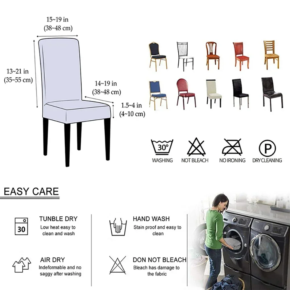 Elastic Waterproof Chair Cover Plain Spandex Dining Room Seat Covers Chair Protector for Restaurant Kitchen Banquet Seat Case 3