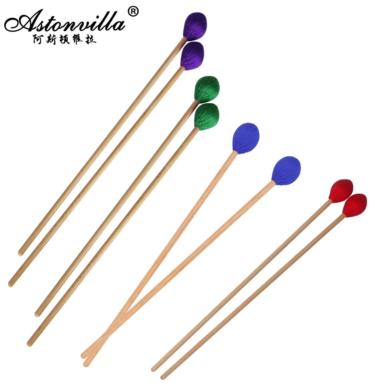 Drum Accessories 1 Pair Marimba Mallets With Beech Handle Professional Glockenspiel Xylophone Drumsticks Percussion Accessories