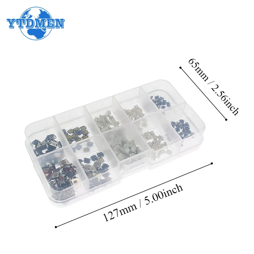 250PCS 10 Types Car Remote Control Tablet Actile Push Button Switch Kit Car Keys Button Touch Microswitch with Box