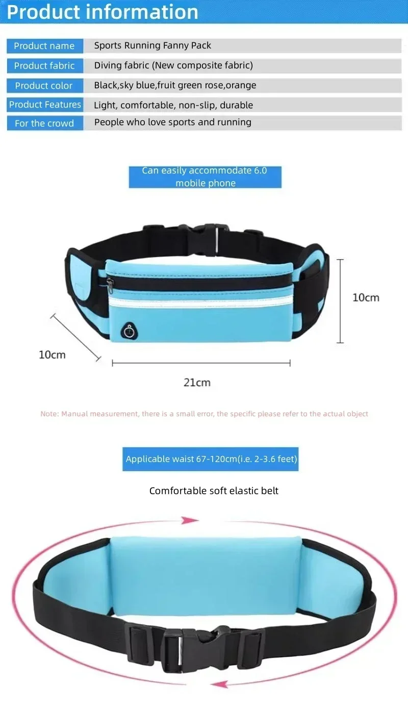 1pc Laufen Tasche Frauen Taille tasche Gürtel tasche Männer Sport Fanny Pack Handy Tasche Gym Lauf Handy Jogging laufen Radfahren Tasche – Detail 6
