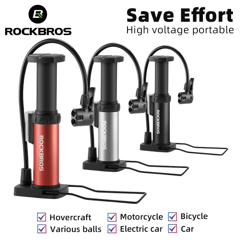 Pompe à Vélo ROCKBROS Avec Jauge - 100 PSI Max, Double Valve Presta/Schrader - Compacte Et Légère
