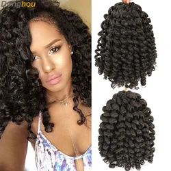 Fluffy Wand Curl Crochet Hair 8 inch Jamaican Bounce Crochet Hair Short Wand Curl Crochet Hairstyles Synthetic Braiding Hair