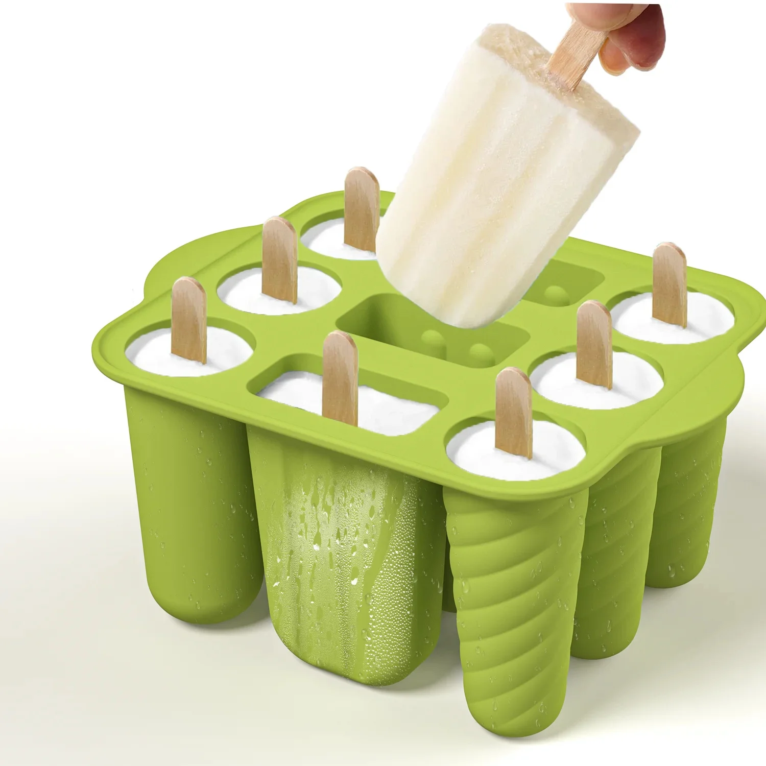 

9 Cavity Large Homemade Silicone Popsicle Molds Shapes for Kids,Frozen Ice Maker-BPA Free,with 50 Popsicle Sticks Free Shipping