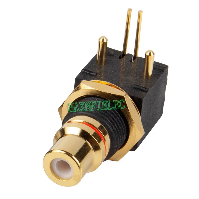 Copper Gold Plated RCA Terminal Female Jack PCB Socket Connector Right Angle for DAC Decoder Digital Coaxial Input/Output 2PCS