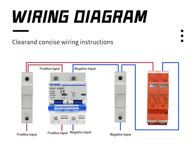 Disjoncteur DC 2 Pôles 500V 40A Wengart - Pour Systèmes Solaires, Batteries - Montage Rail DIN
