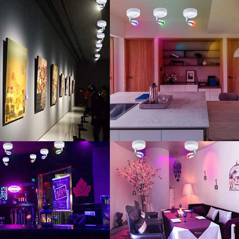 

2 Pcs Cabinet Spotlight Mini Spotlights for Displays Small LED Powered Remote Control Operated Abs Indoor