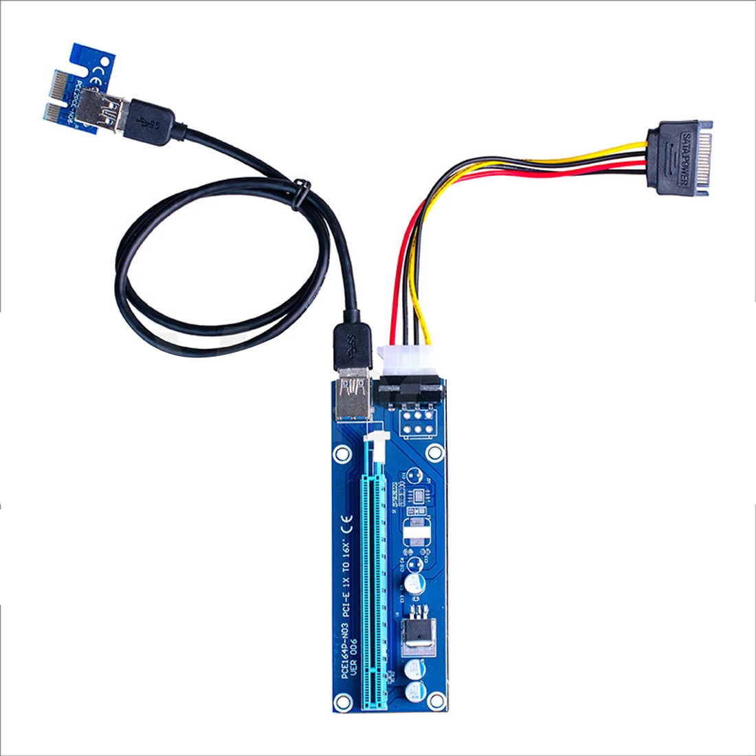 

Адаптер райзерной карты Ver006 PCI-E, PCIE 1X до 16X, удлинительная карта USB 3,0, кабель 15 контактов SATA на 4 контакта, шнур питания 60 см