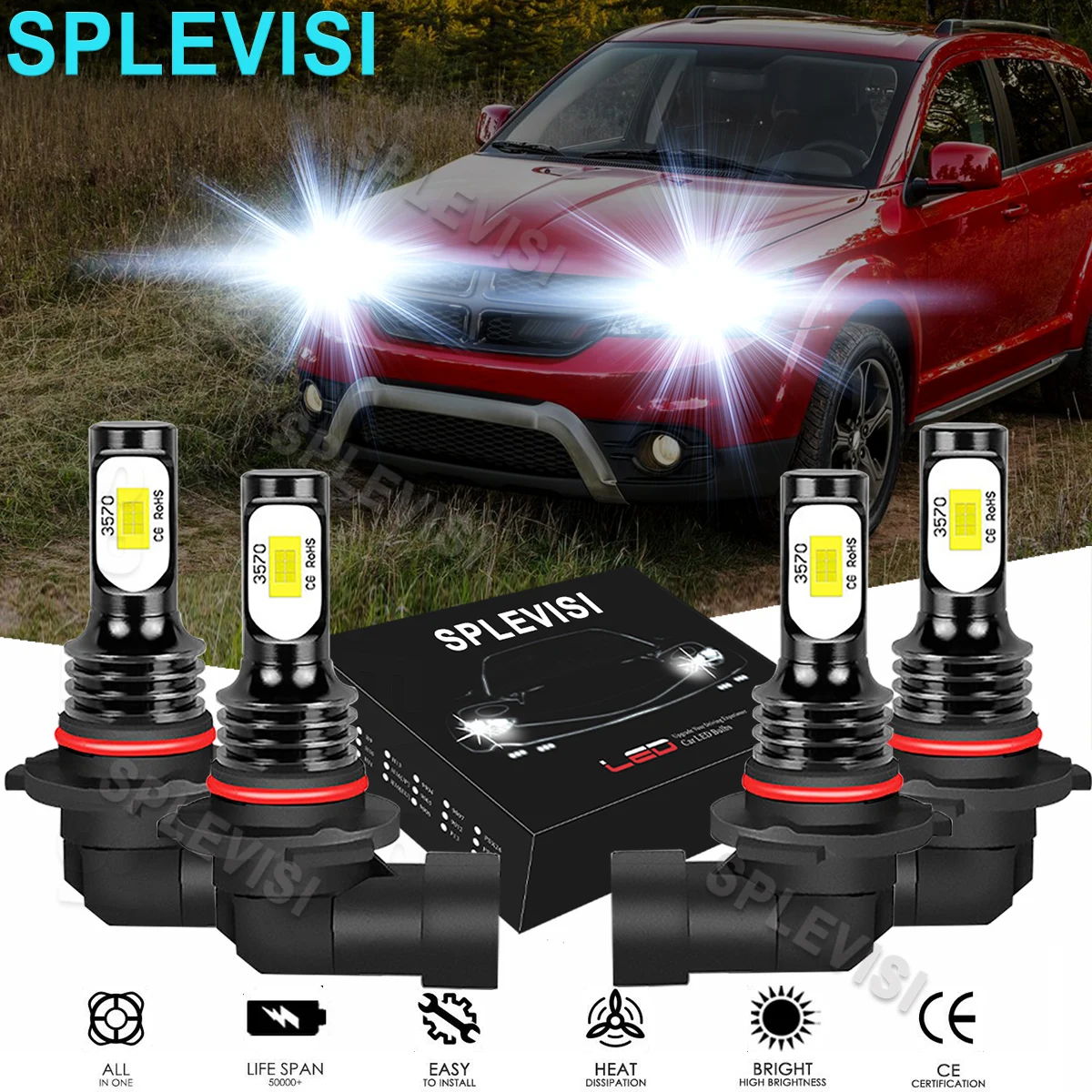 LED Headlight Bulbs For Dodge Ram 1500/2500 (2006-2012) - High/Low Beam Combo, 6500K White