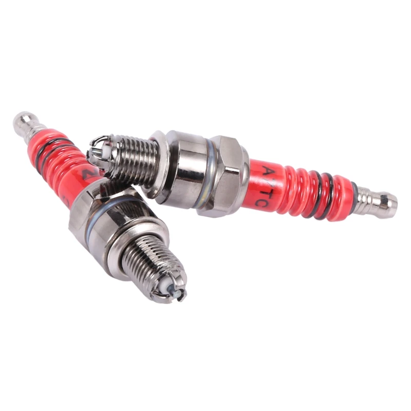 Racing 3 Electrode Spark Plug A7tc for 50cc 110cc 125cc 150cc Atv Scooter Dirt Bike Go Kart Pack of 2 motorcycle spark plug