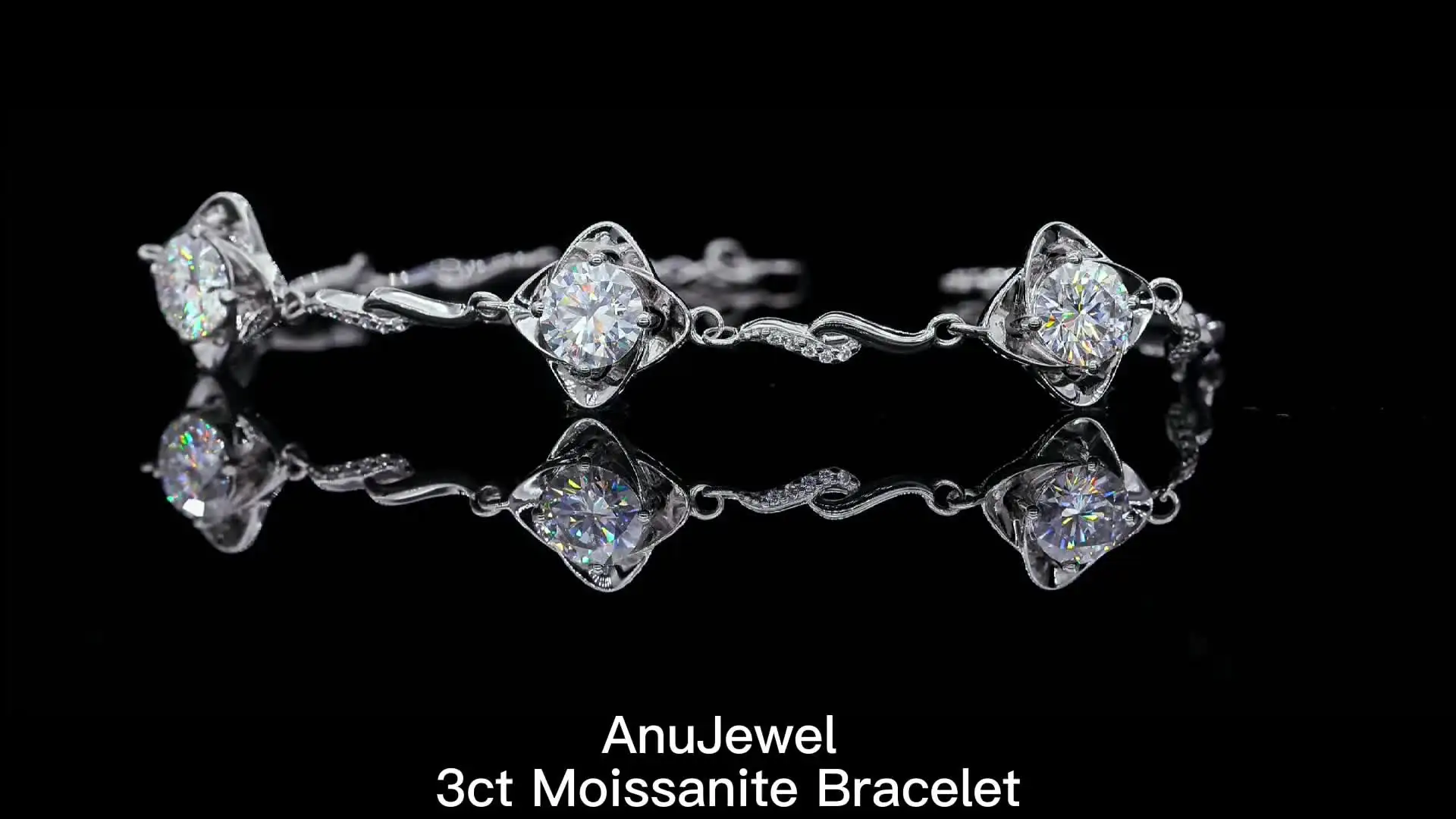 花型シルバーブレスレット ダイヤモンド風　クローバー Anujewel-女性用の4つのリーフクローバーブレスレット,女性用の