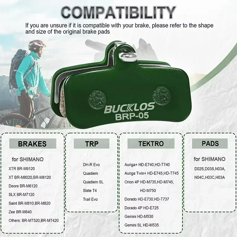 Bicycle Disc Brake Pads Brake Pads Bike Brake Pads Ceramic Brake Pads for Shimano D01S D03S Disc Brake Pads MTB E-Bike 4 Piston Hydraulic Pad Resin Sintered