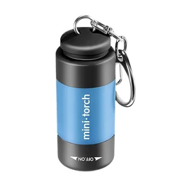 USB Rechargeable LED Multifunctional Waterproof Mini Keychain Flashlight (Light blue)