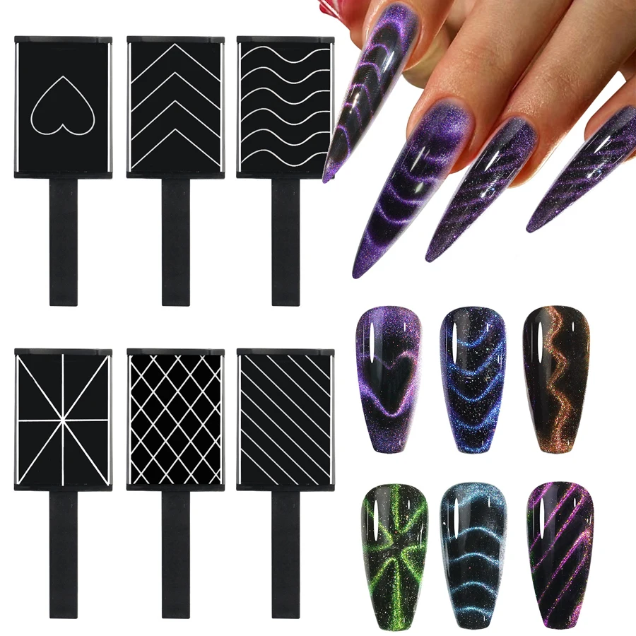 Magnetic Nail Art Tools 6 Pcs Cat Eye Magnet Rod