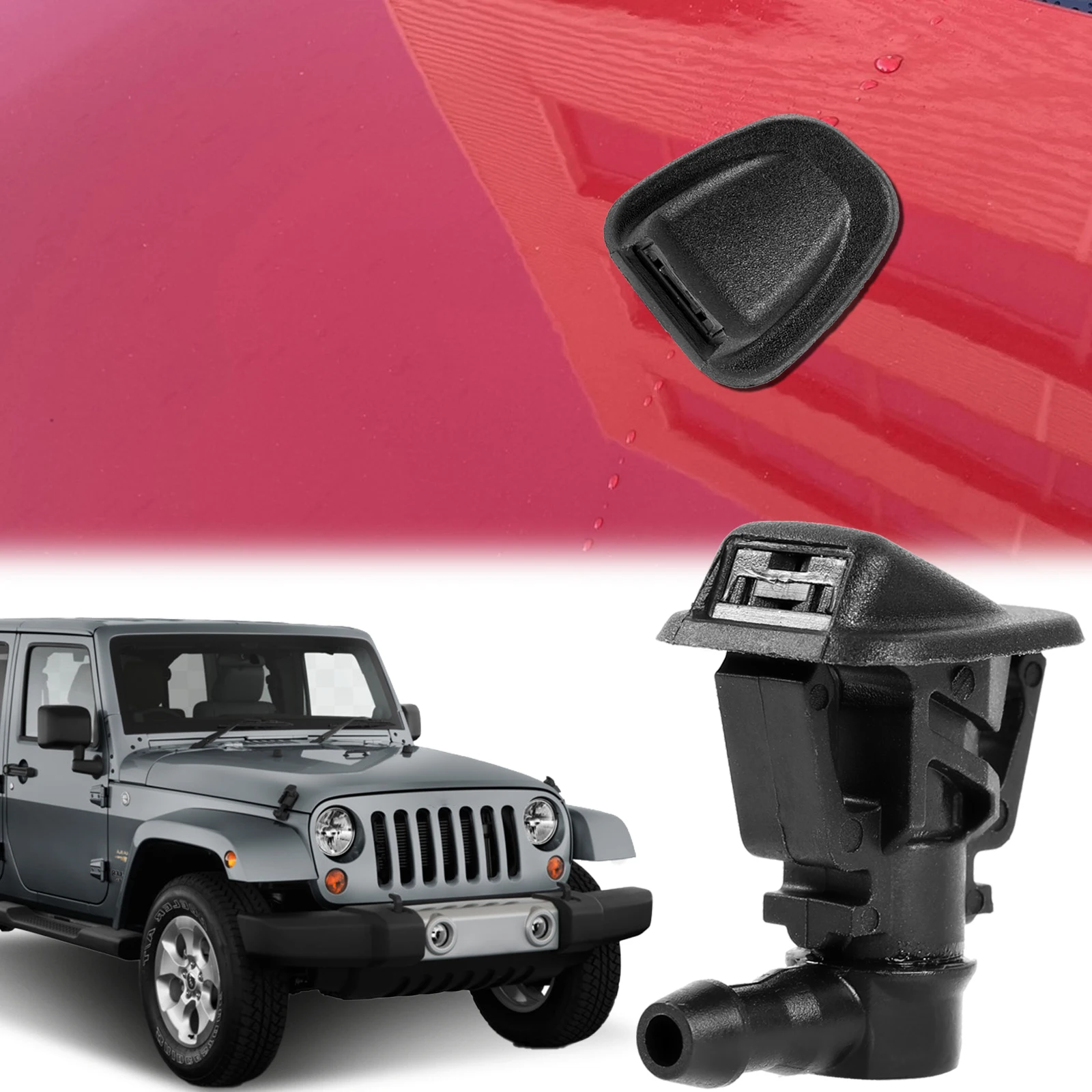 KAYJAE Ugelli lavavetri tergicristallo Anteriori per Auto 2 Pezzi, per Jeep Wrangler JK 2013-2017 OE 68164356AB Pezzi di Ricambio per ugelli