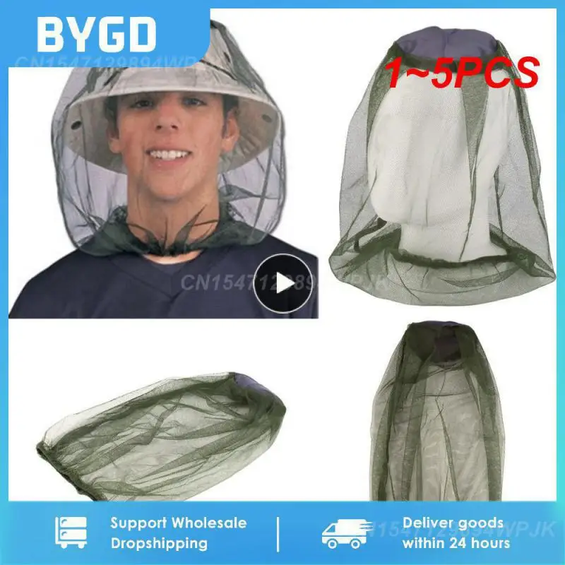 

1~5PCS Fishing Anti Mosquito Bug Insect Bee Net Mesh Head Face Mask Hat Net Cover Travel Outdoor Camping Equipment Car