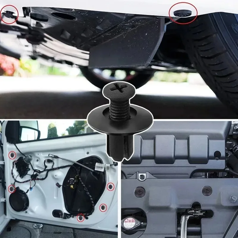 8mm Plastic Rivets Fasteners Car Bumper Fender Mudguard Rivet Black Clips for Toyota Nissan Kia Yamaha