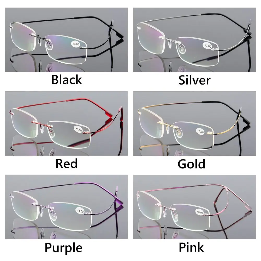 Flexible Ultralight Presbyopic Reading Glasses Strength +1.0~+4.0 Rimless Memory Titanium
