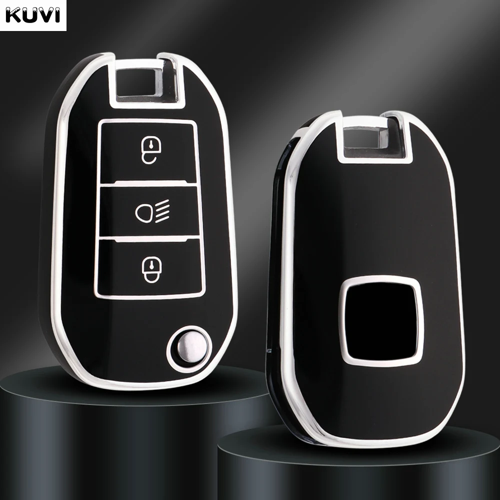 TPU Car Flip Key Case Cover Shell For Peugeot 208 3008 308 508 408 2008 307 4008 For Citroen C4 C3 C6 CACTUS C8 Accessories