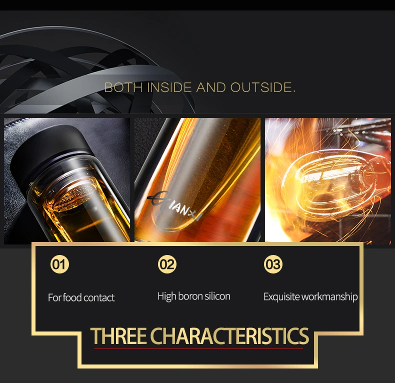 Description Picture 4 of itemWater Bottle With Tea-strainer Double-layer Glass Water Cup Heat-resistant Glass Bottle Kitchen Accessories Portable Tea Cup