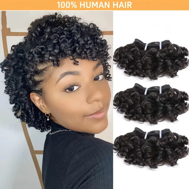 OP Three-Piece Set in Natural Color, Peruvian Elastic Curly Hair, Elastic Curly Hair Extensions, Made from Human Hair,