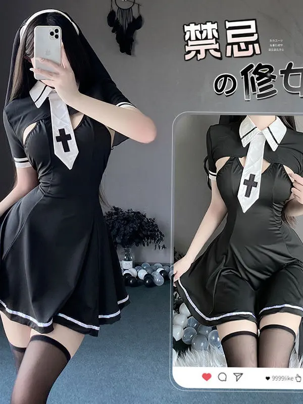 Fun Underwear Sexy And Pure Desire Free Nun Uniforms Small Chest Pajama Dress Elegant Black Slim Fit Waist 2750 RHPX 2
