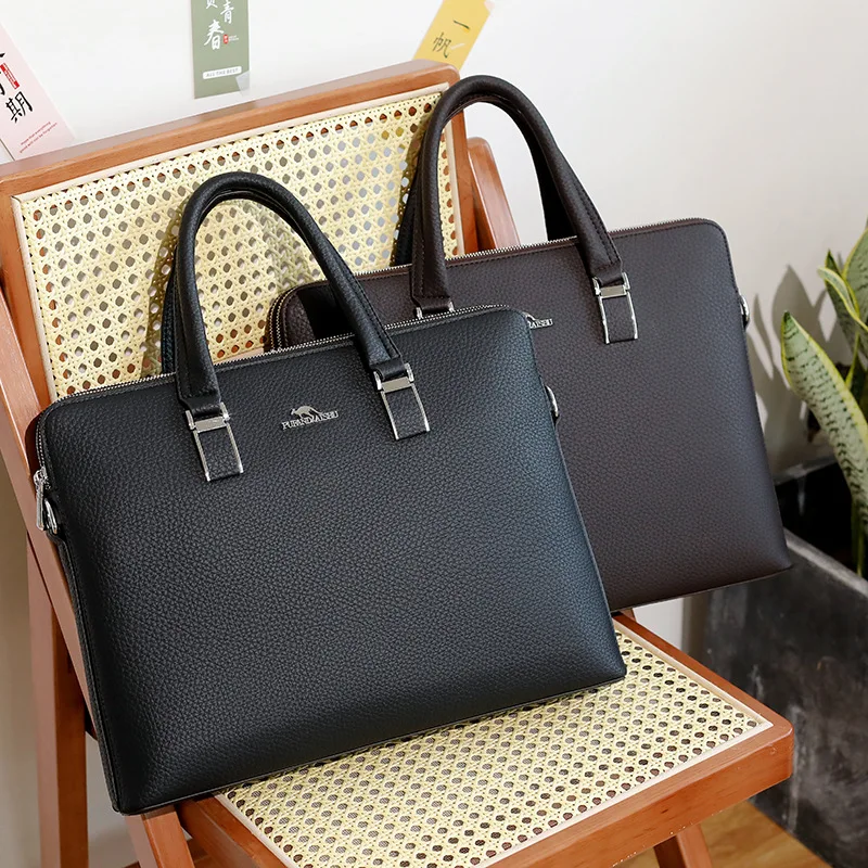 Business Leather Men's Briefcase Executive Handbag Large Capacity Male Shoulder Messenger Bag Office Laptop Bag