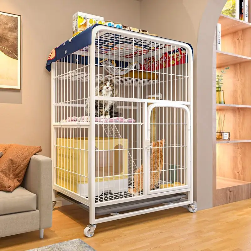 

Cat Cage Double Cage Household Indoor Super Free Space With Toilet Pet Two-Story House Cat Nest Factory