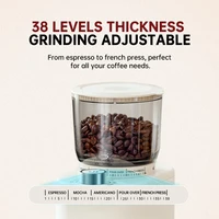 Cafelffe Anti-static Coffee Grinder Adjustable Burr Mill with 38 Grind Settings Electric Coffee Bean Grinder for Espresso,220V 2
