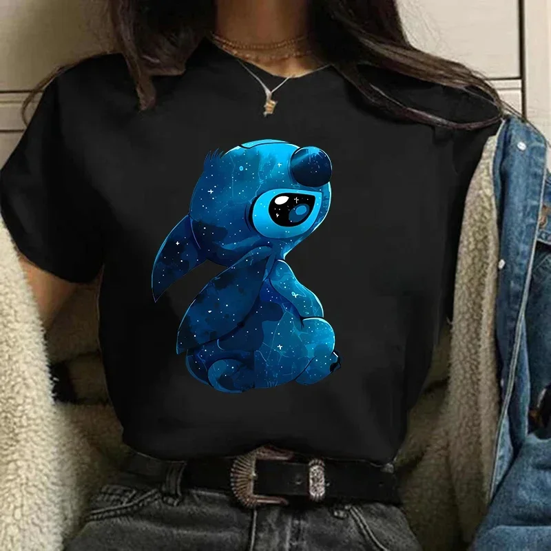 Gothic Stitch Funny Cartoon T Shirt Women Lilo Stitch T-shirt Graphic Y2K Tops Tshirt Hip Hop Tees Female Clothes Goth 6