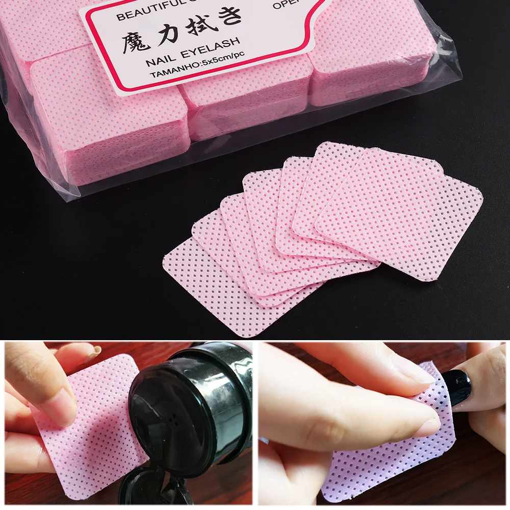 Nail Polish Remover Nail Gel Remover Nail Polish Remover Wipes Nail Cotton Pads 300Pcs Lint-free Nail Polish Remover Napkin Colorful Cotton Wipes Paper Pads UV Gel Dust Cleaner Cleaning For Manicure Tool