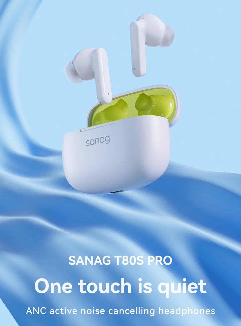 TWS-наушники sanag T80S PRO с активным шумоподавлением и поддержкой AAC ...