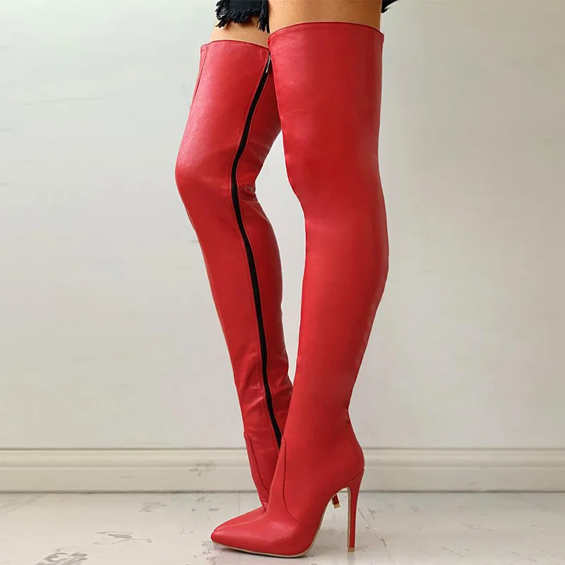 Zipper high heels over the knee boots