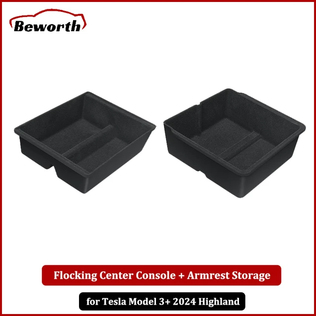 For New Tesla Model 3 2024 Highland Center Console Armrest Storage Organizer  Central storage Box PC material black Accessories - AliExpress