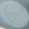 Collier empilable à trois couches en argent Sterling 925 pour femmes, pendentif à bande Simple, étanche, hypoallergénique, chaîne de clavicule, bijoux