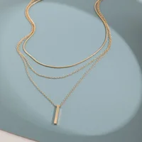Collier empilable à trois couches en argent Sterling 925 pour femmes, pendentif à bande Simple, étanche, hypoallergénique, chaîne de clavicule, bijoux 5