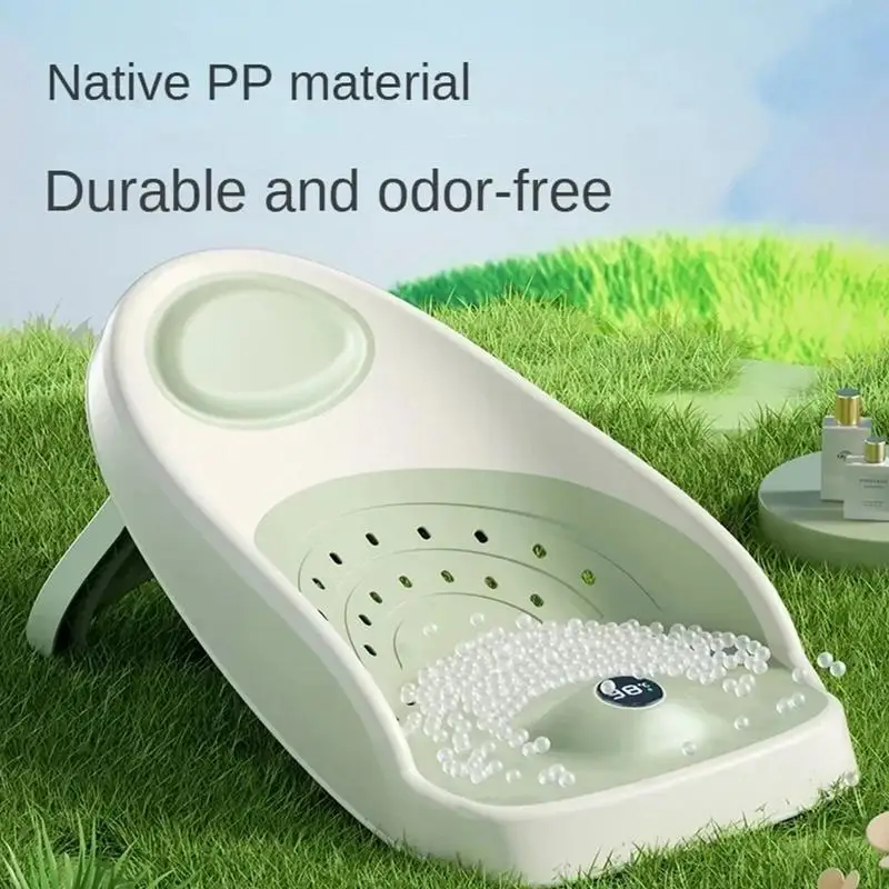 Baby Bath Support Pad Baby Bath Seat Baby Bath Tool Baby Bath Support Non-slip Soft Support Kids Shower Chair Drain Holes Temperature Sensing Ergonomic Baby Bathtub Seat