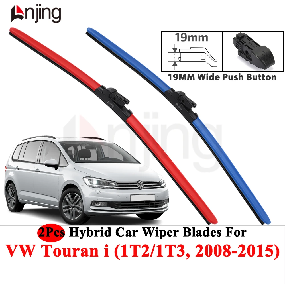 LNJING Bunte Hybrid-Wischerblätter für VW Volkswagen Touran 1T2 1T3 2008-2015