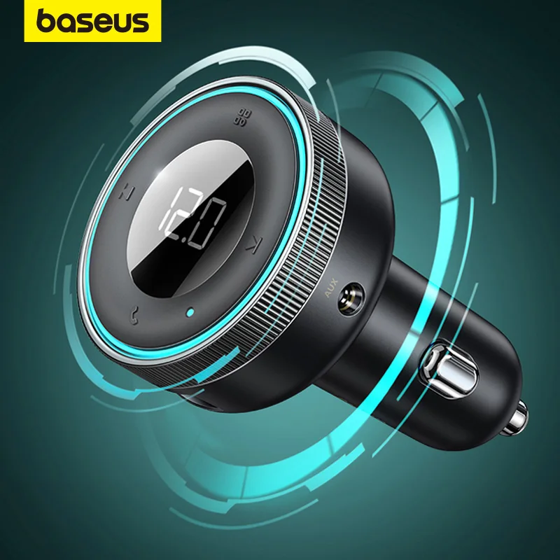 BaseusCarFMTransmitter50BluetoothCarChargerMusicAdapter34A
