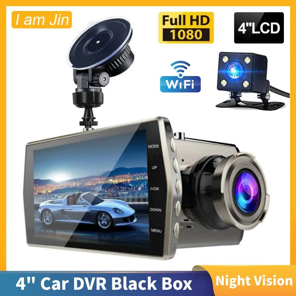4 inch Black Box Car DVR Dashcam 3 Cameras Lens IPS Full HD 1080P Dual