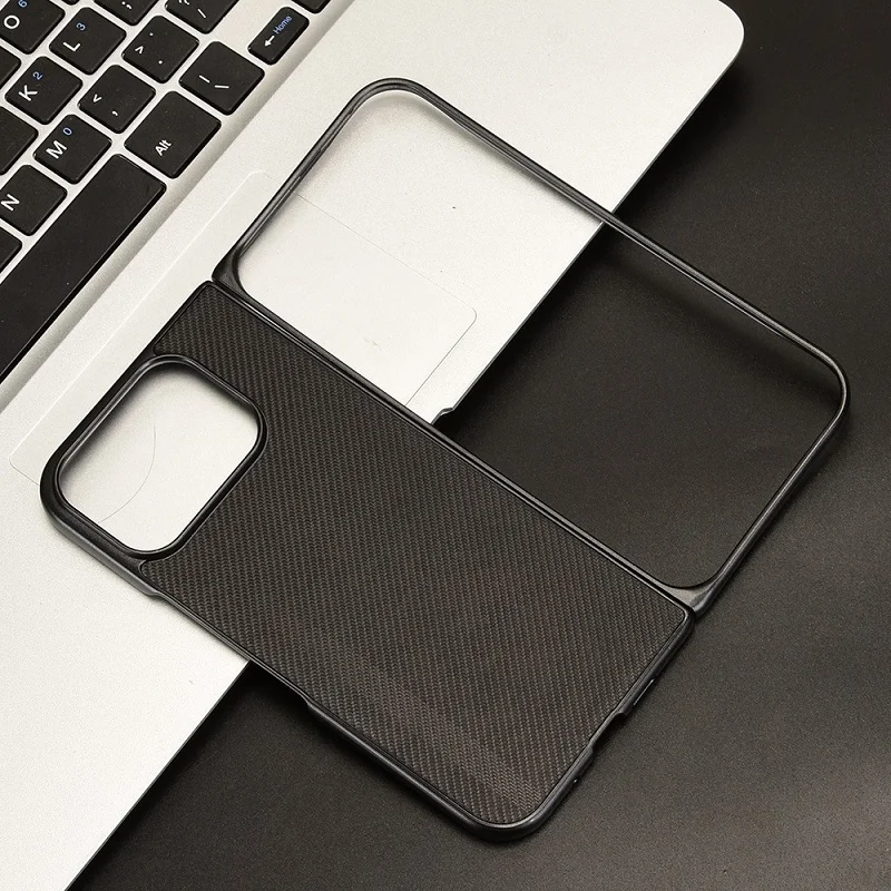 Carbon Fiber Leather Hard Protective Back Case