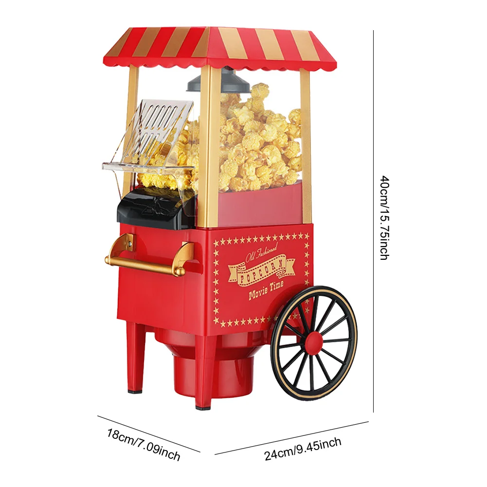 Electric Popcorn Maker Creative Popcorn Making Machine Vintage Hot-Air Maker Automatic Corn Popper for Home DIY