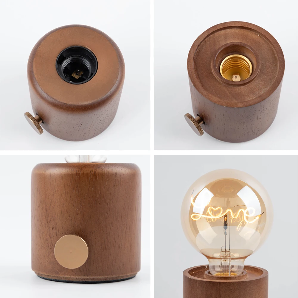 Table Lamp - Vintage Wood E27 Night Light